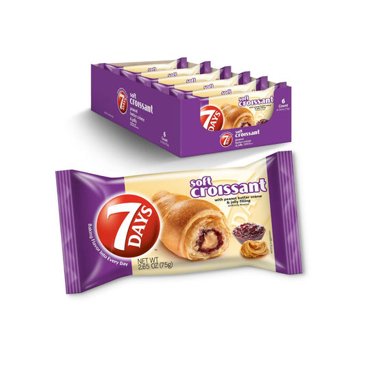 7Days Soft Croissant, Peanut Butter Jelly, PB&J, 2.65oz - 6 Pack