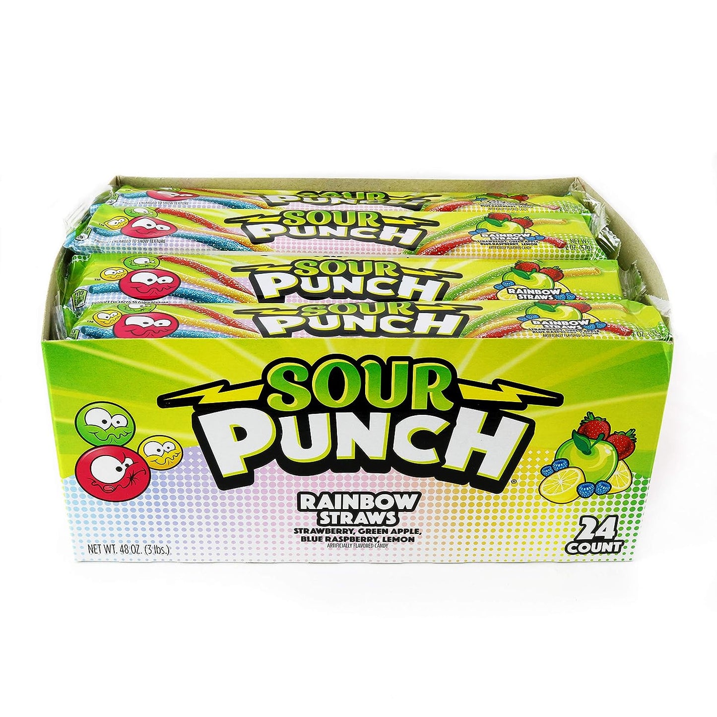 Sourpunch rainbow straws 24ct