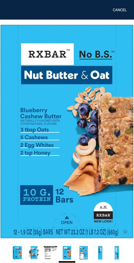 Rx bar nut butter & oat blueberry