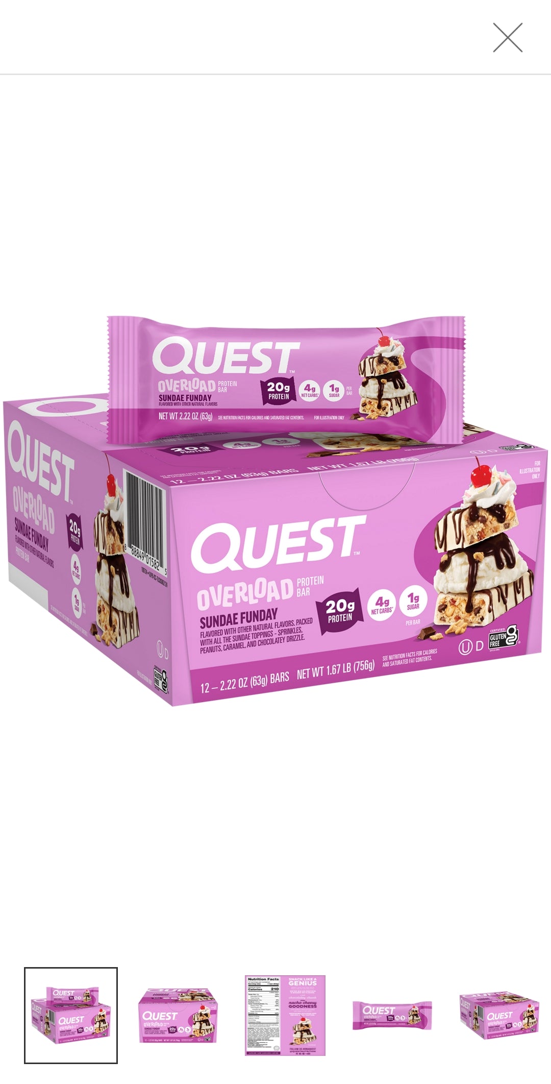 QUEST BARS overload sundae funday