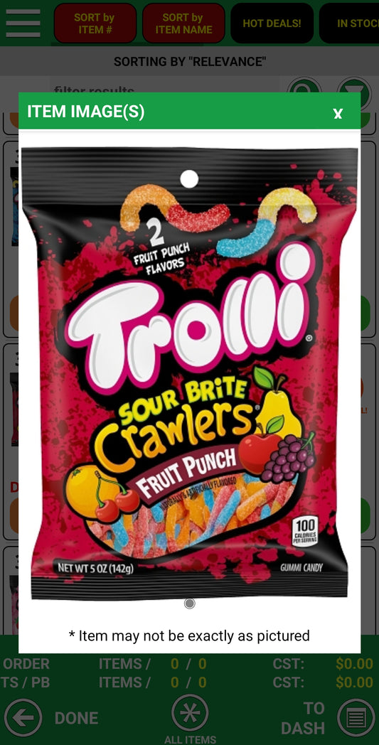 Trolli gummi fruit punch crawlers 5oz bags 12ct