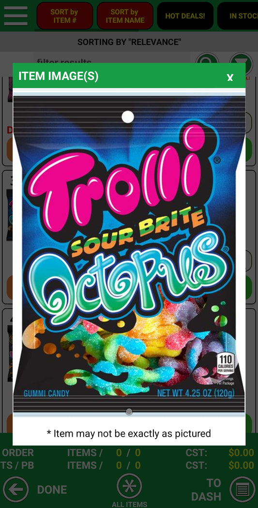 Trolli gummi sour brite octopus 5oz bags 12ct