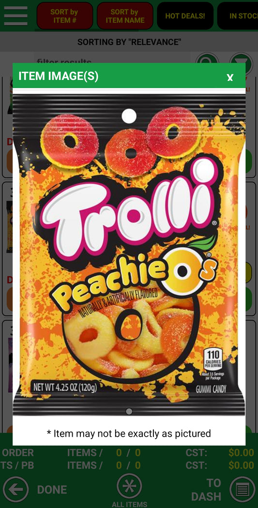 Trolli gummi peaches 5oz bags 12ct