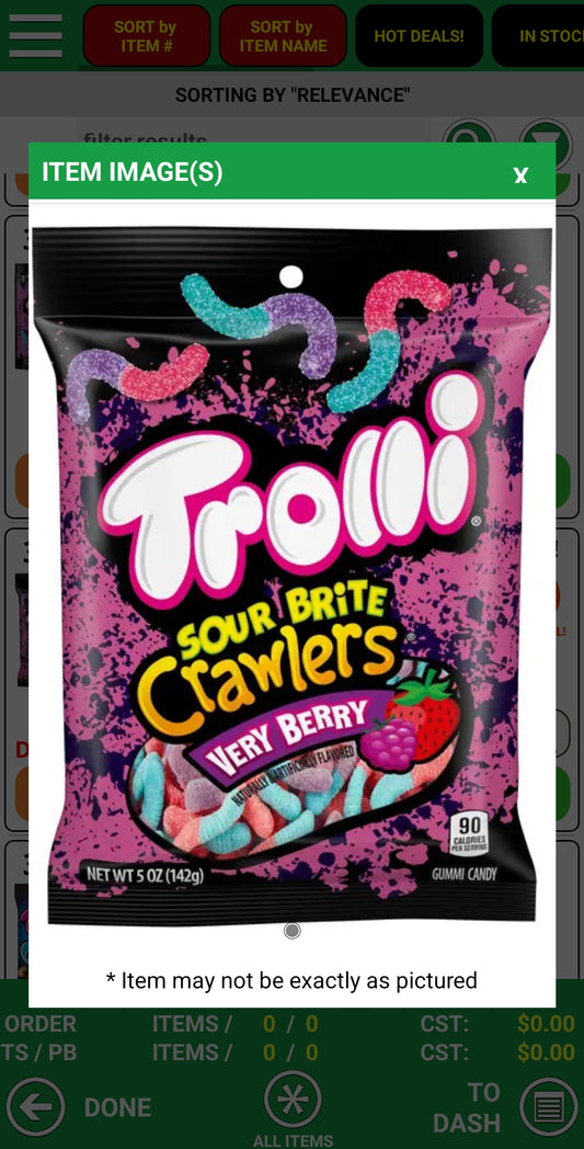 Trolli gummi sour very berry 5oz bags 12ct