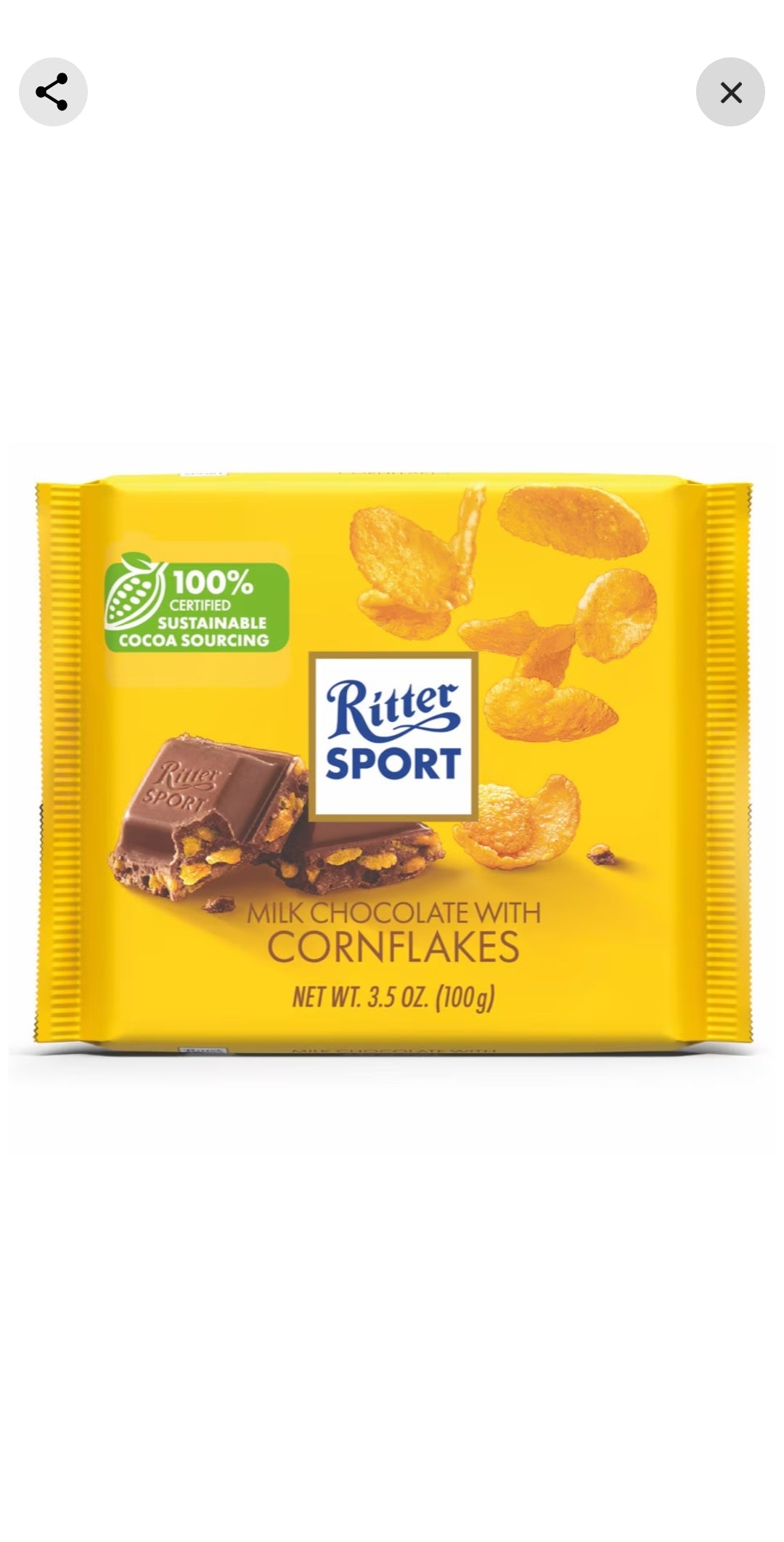Ritter sport choc w/ cornflakes